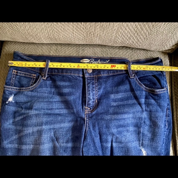 Slightly Distressed Dark Wash Boyfriend Jeans - Picture 5 of 6